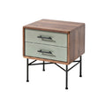 Mid-Century Modern Nightstand with Two Drawers and Metal Legs