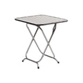 Foldable Metal Side Table with Slatted Top for Outdoor Use